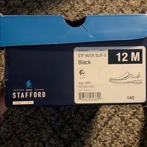 Boys black slip on dress shoes